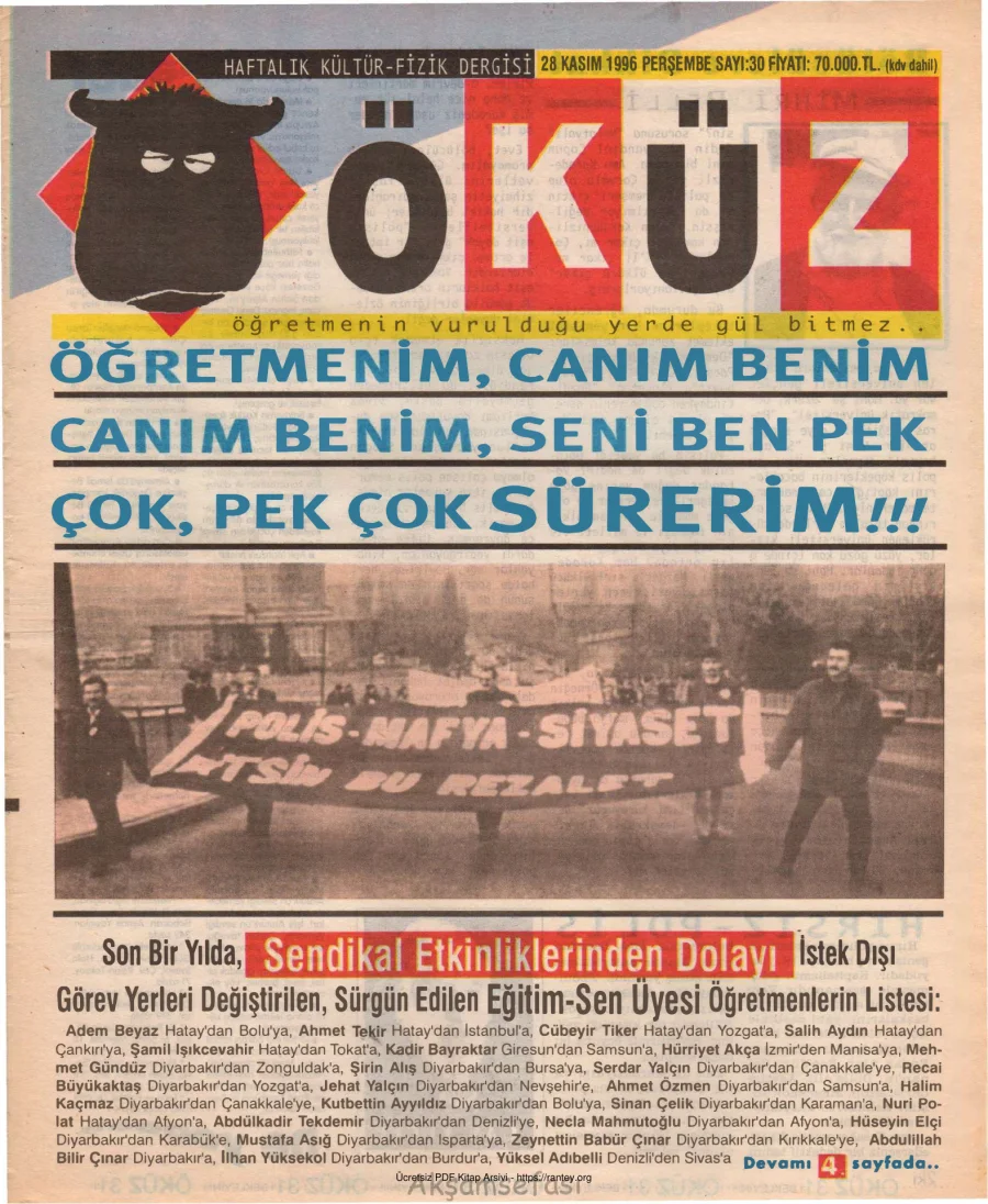 Öküz Sayı 30 28 Kasım 1996 kapak görseli