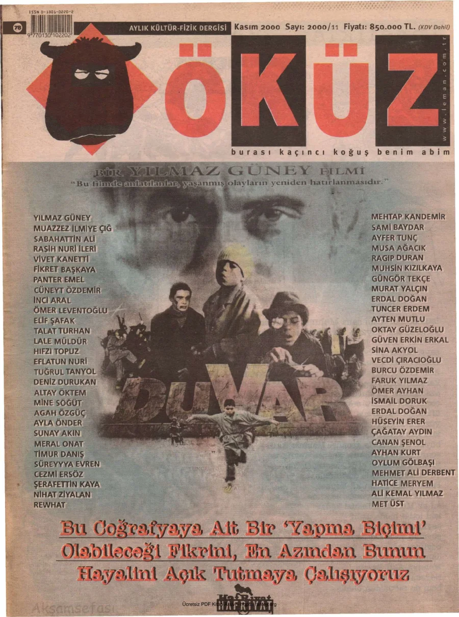 Öküz Sayı 78 Kasım 2000 kapak görseli