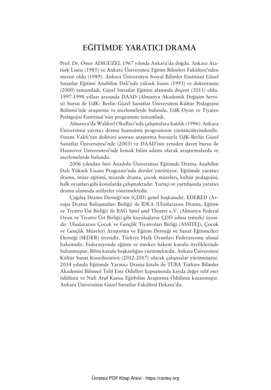 Ömer Adıgüzel Eğitimde Yaratıcı Drama kapak görseli