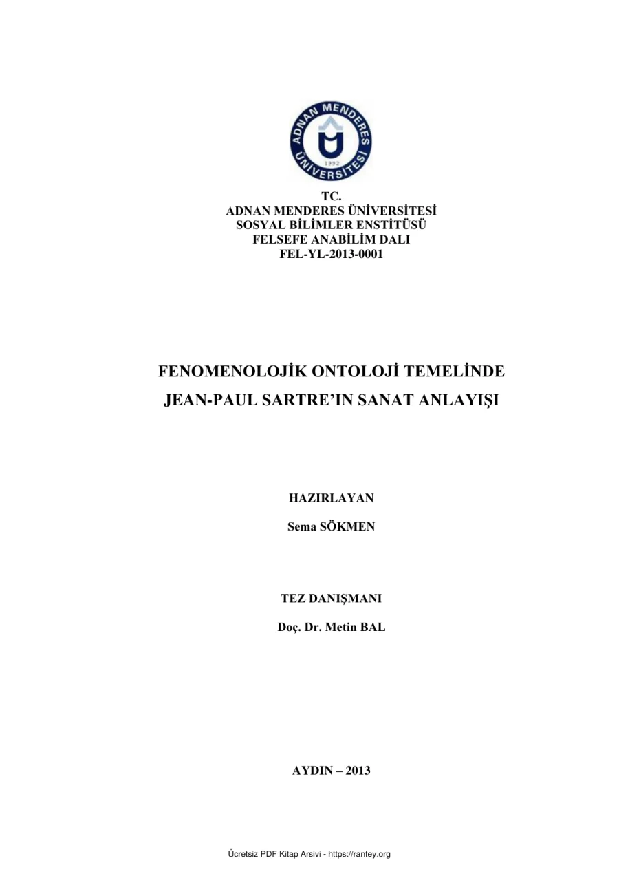 Ontoloji Temelinde Sartre in Sanat Analayışı kapak görseli