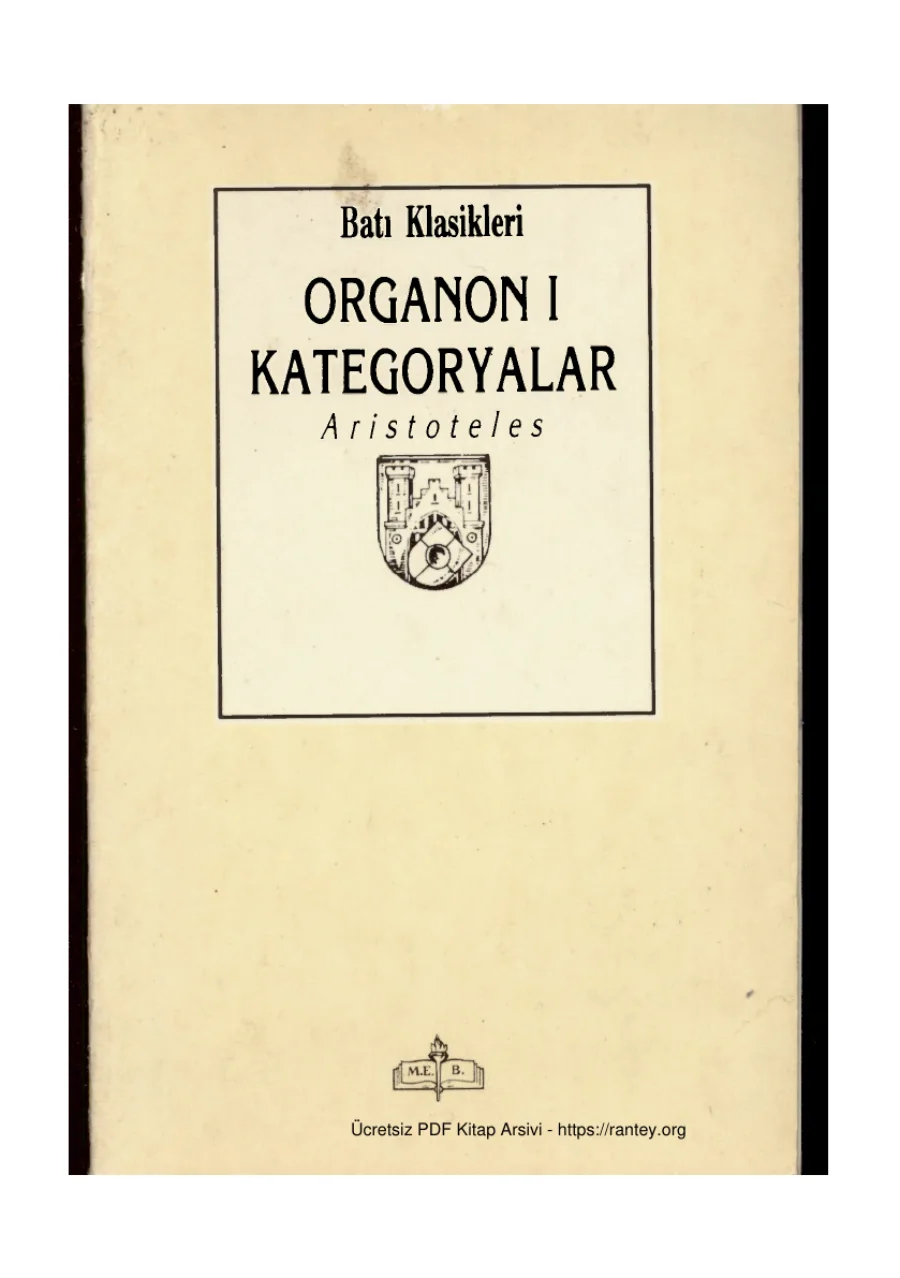 Organon 1 Kategorileri MEB Yayınları kapak görseli