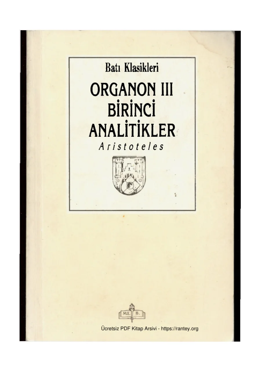Organon 3 Birinci Analitikler kapak görseli