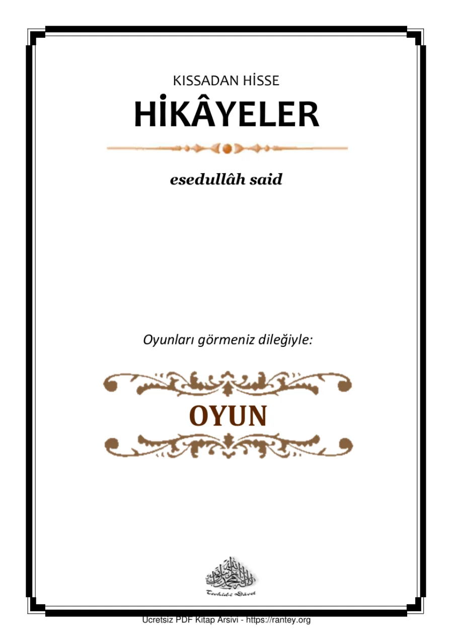 OYUN HIKAYE Esadullah Saidi Ebu Abdulmumin Tekin Mıhçı kapak görseli