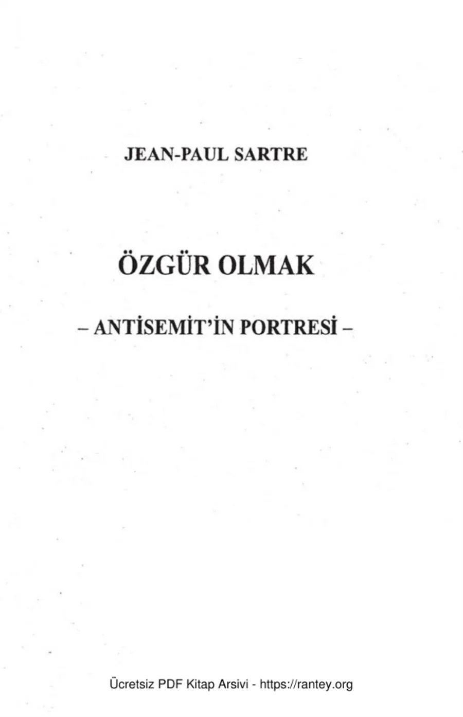 Özgür Olmak Antisemitin Portresi Toplumsal kapak görseli