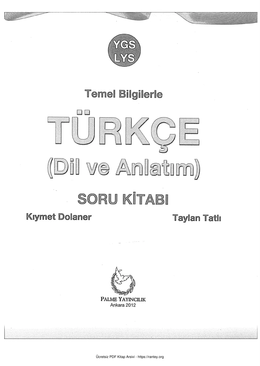 Palme Yaynlar YGS Trkce Soru Bankas PDF indir kapak görseli