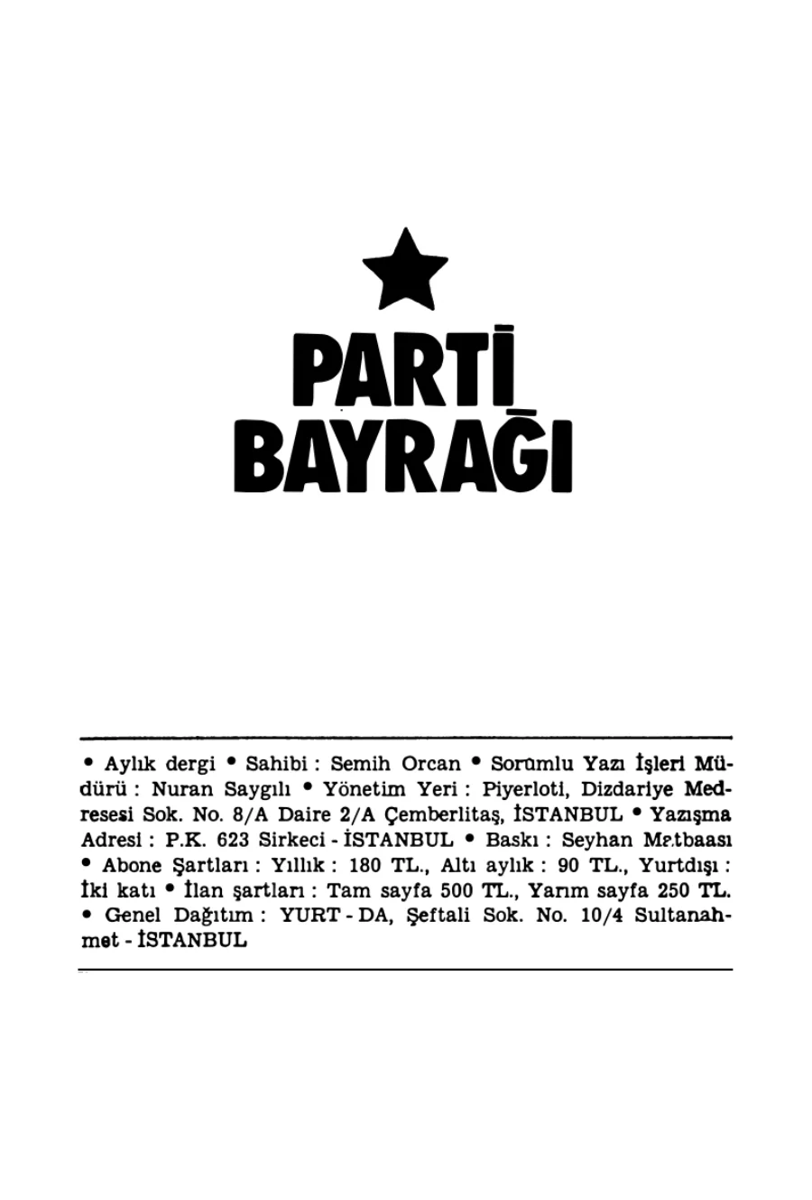 Parti Bayrağı Sayı 01 Mart kapak görseli