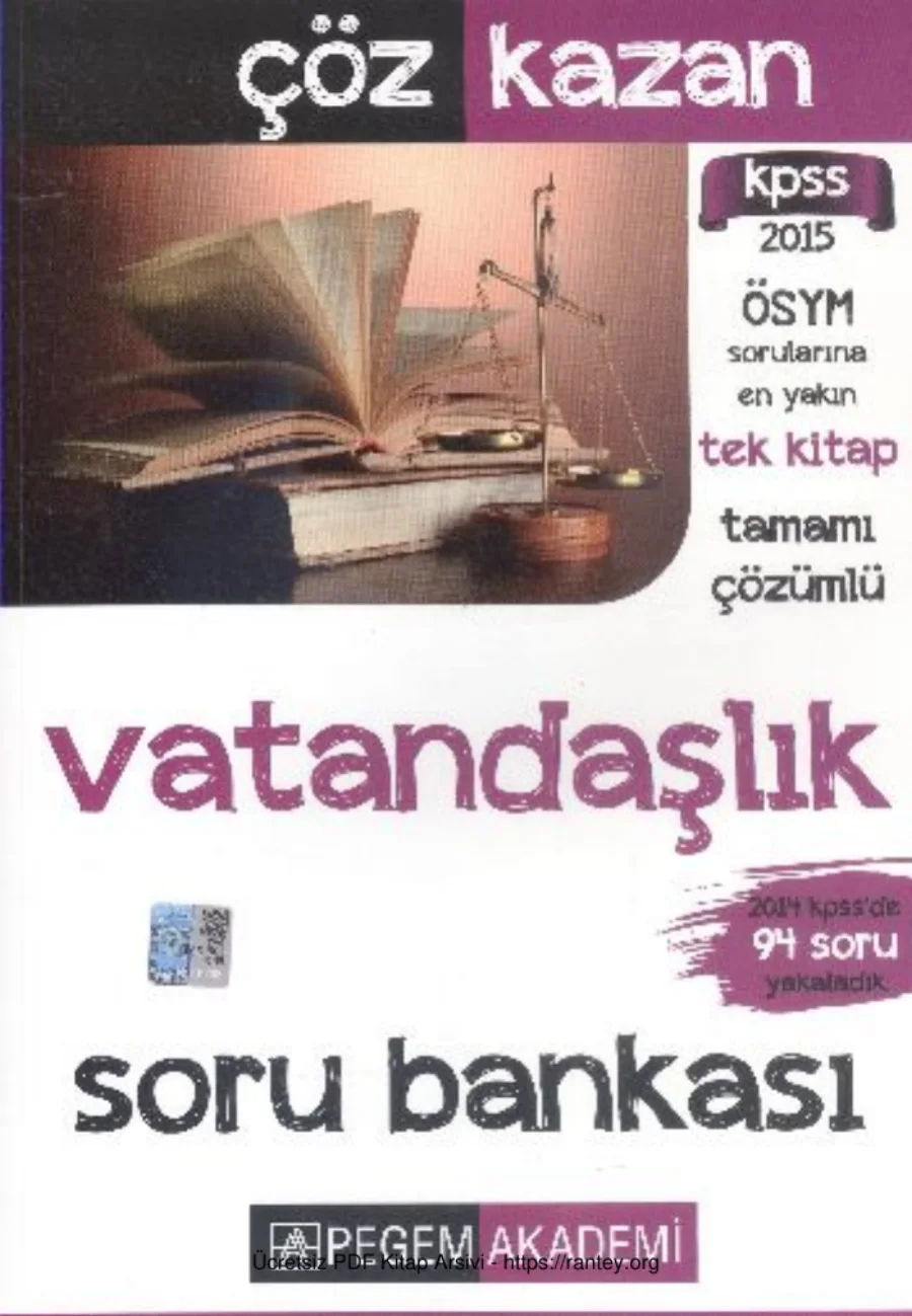 Pegem Vatandaşlık Soru Bankası 2015 kapak görseli