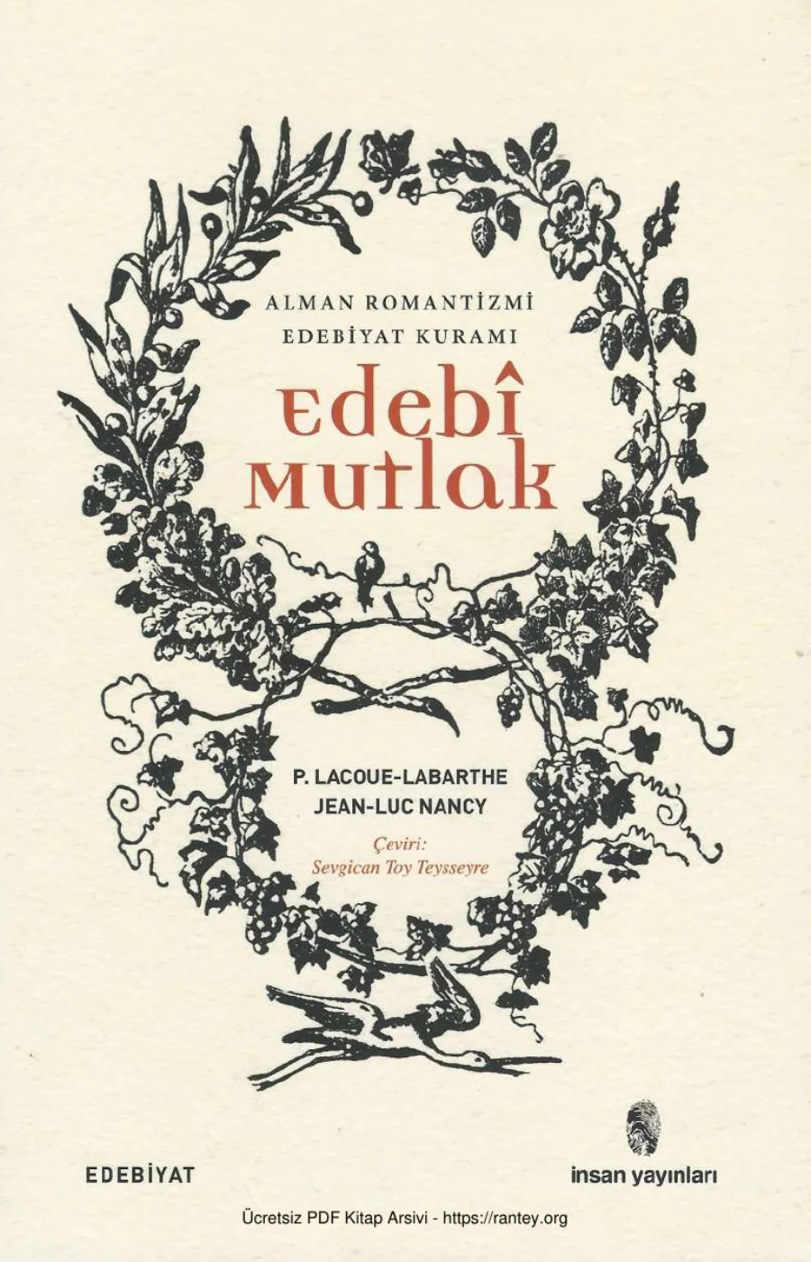 Phillippe Lacoue Labarthe Edebi Mutlak Alman Romantizmi Edebiyat Kuramı kapak görseli