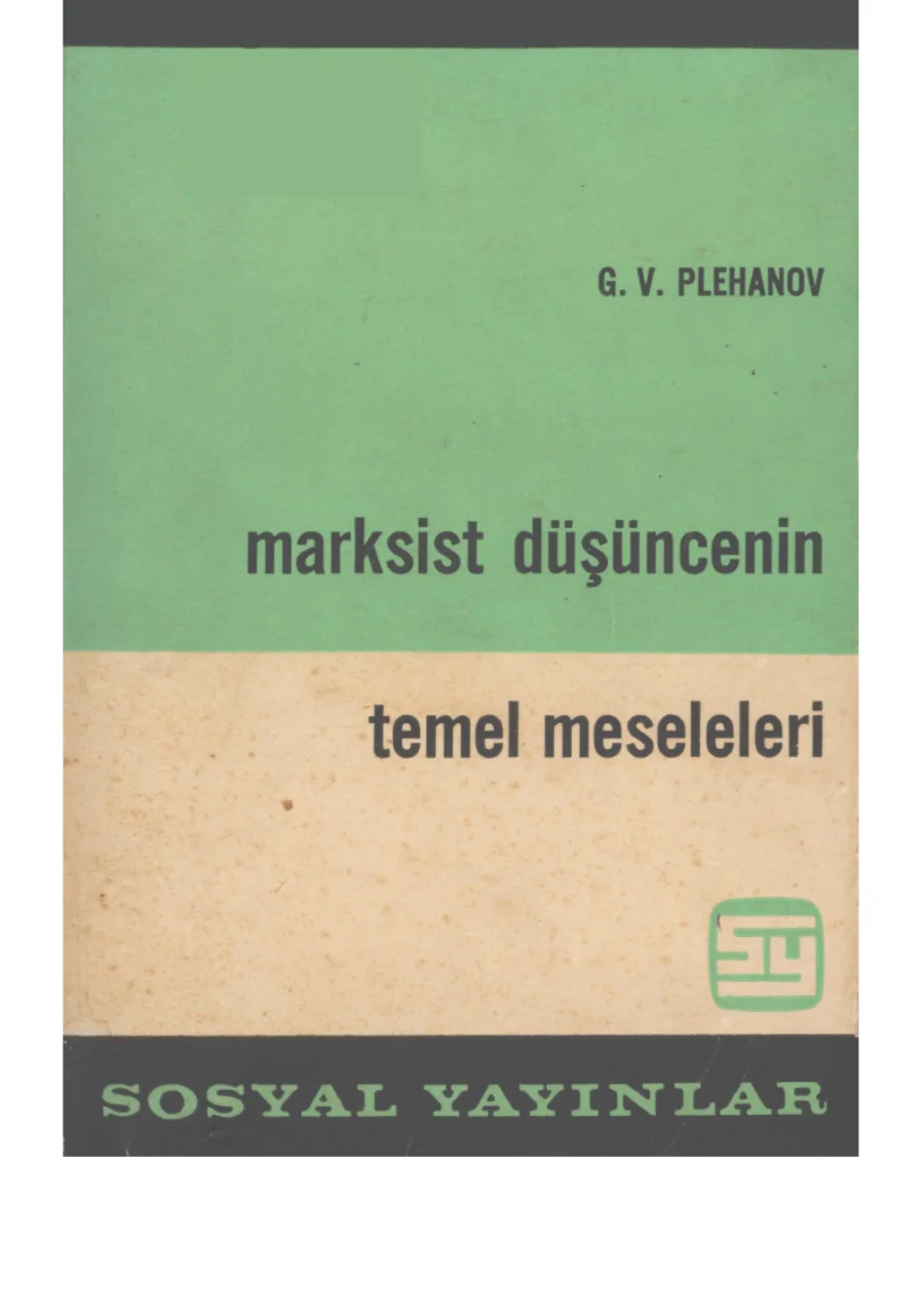 Plehanov Marksist Düşüncenin Temel Meseleleri Sosyal Yayınları kapak görseli