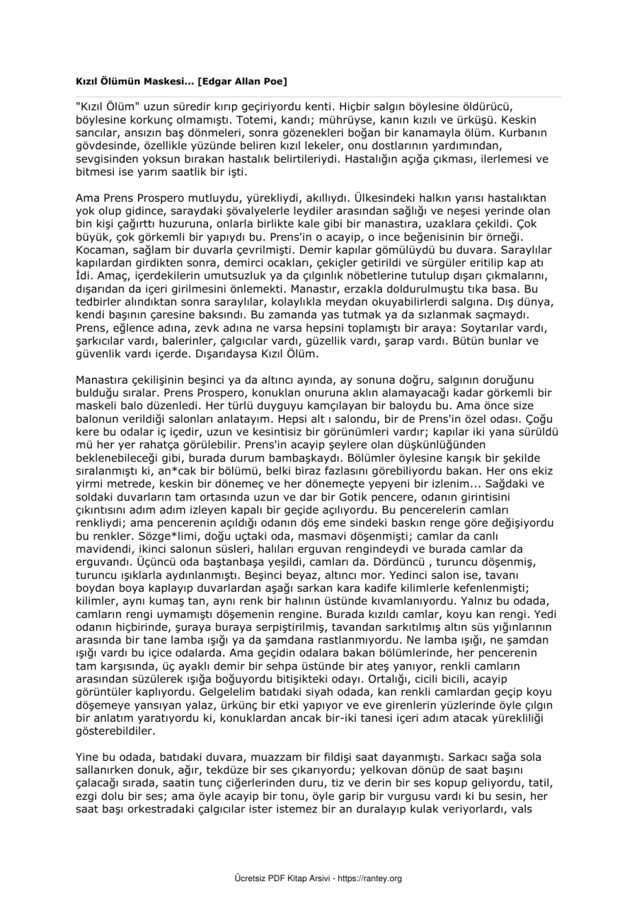 Poe Kızıl Ölümün Maskesi kapak görseli