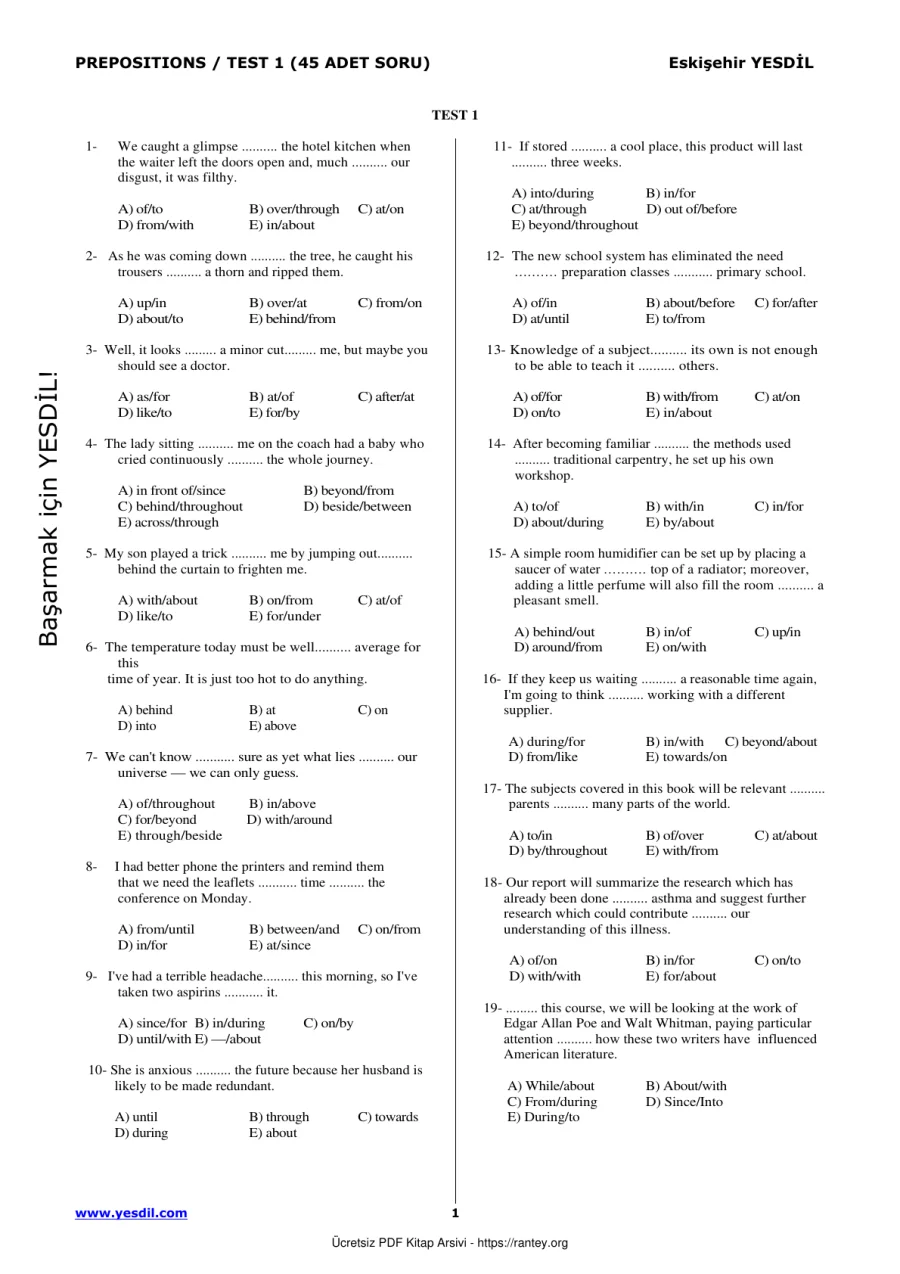 Prepositions TEST1 kapak görseli