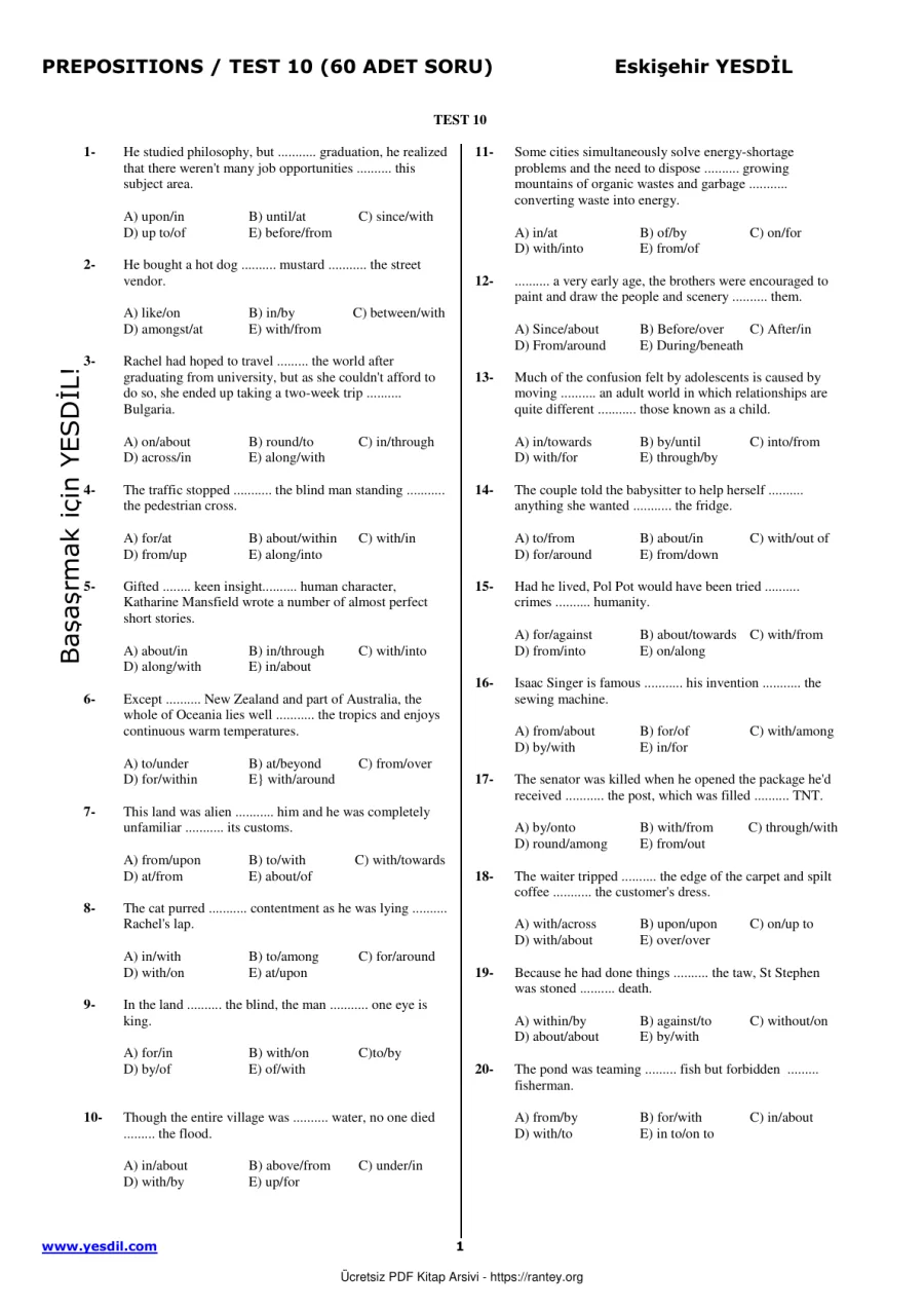 Prepositions TEST10 kapak görseli