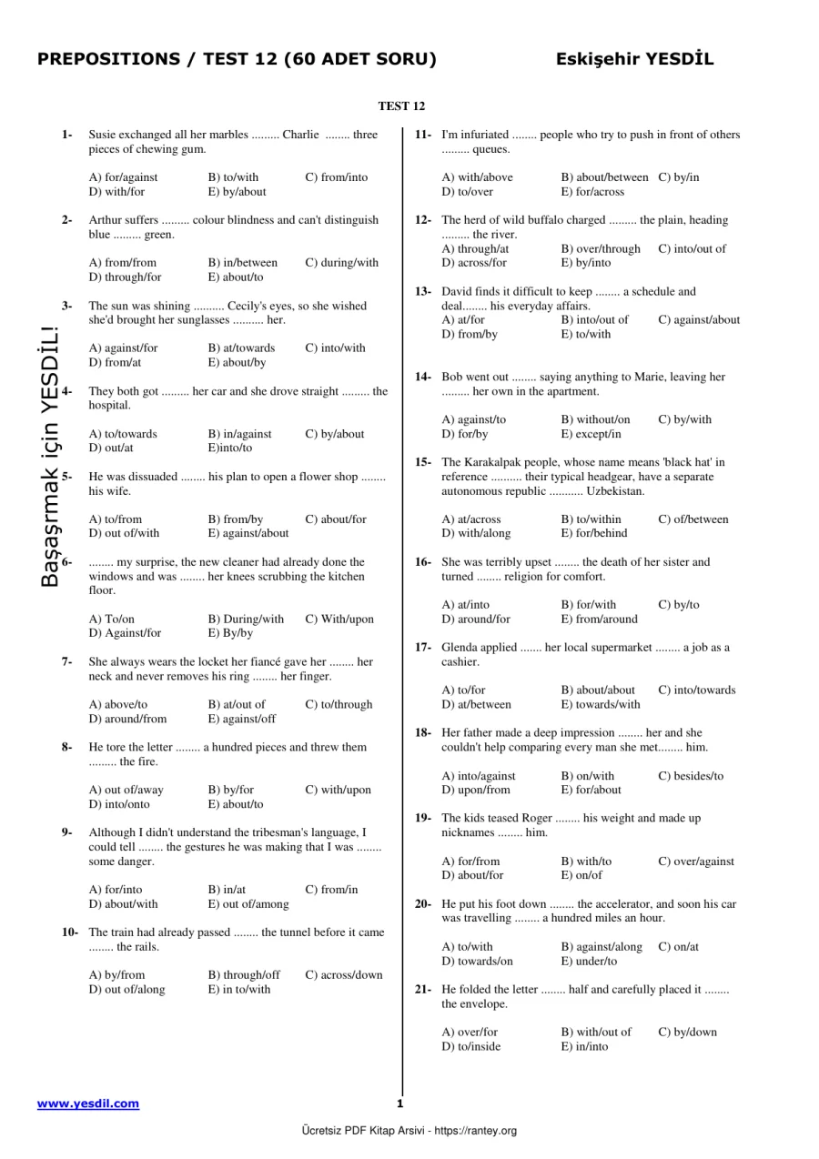 Prepositions TEST12 kapak görseli