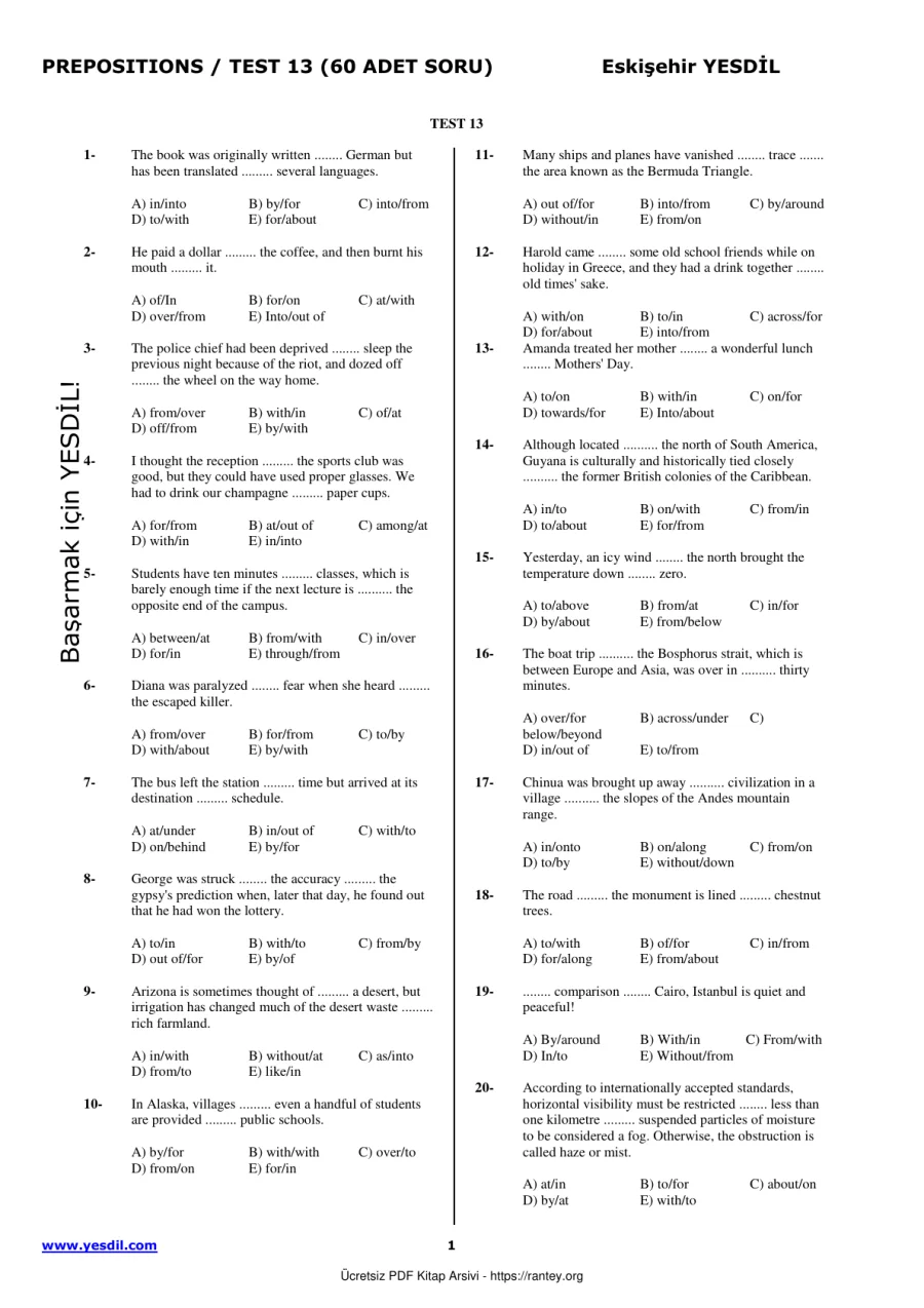 Prepositions TEST13 kapak görseli