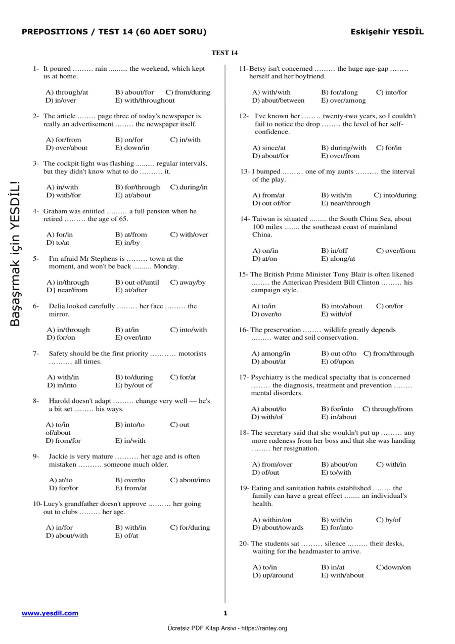 Prepositions TEST14 kapak görseli