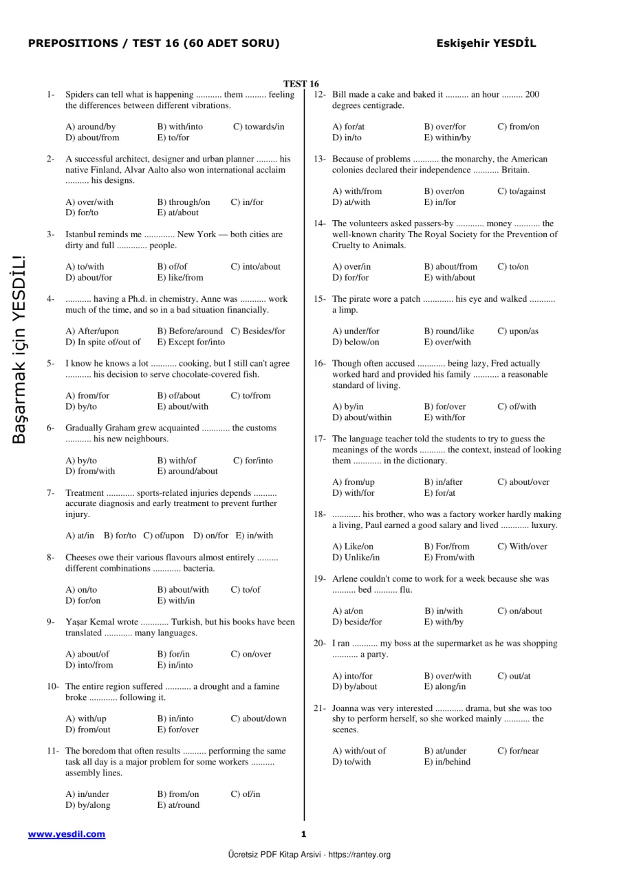 Prepositions TEST16 kapak görseli