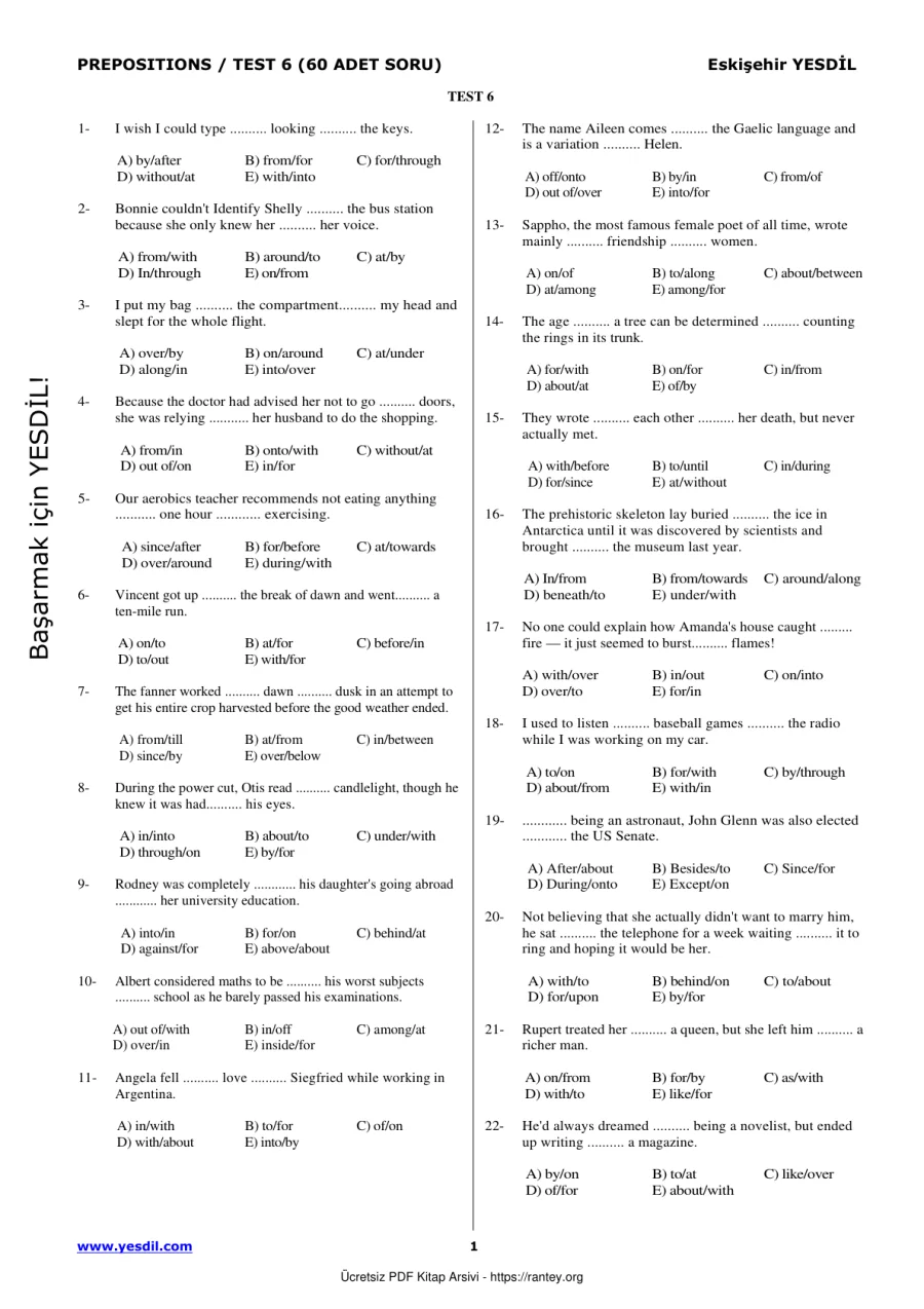 Prepositions TEST6 kapak görseli