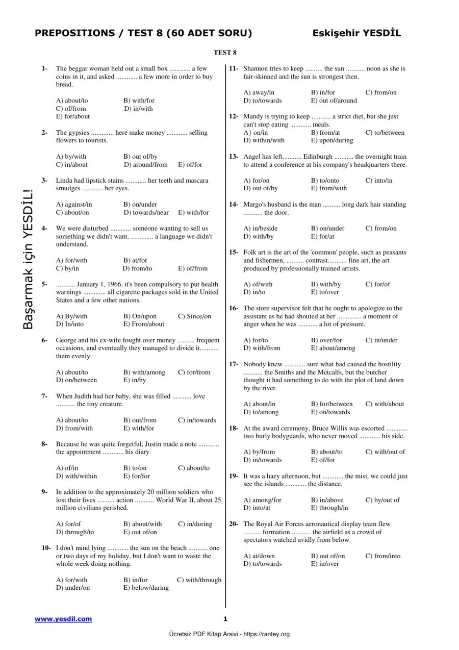 Prepositions TEST8 kapak görseli