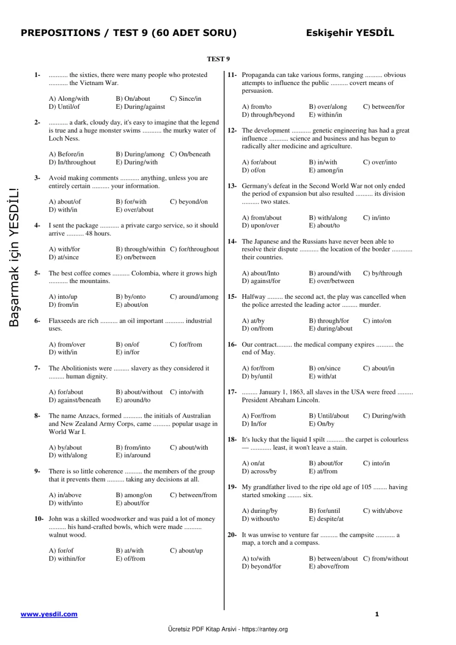 Prepositions TEST9 kapak görseli