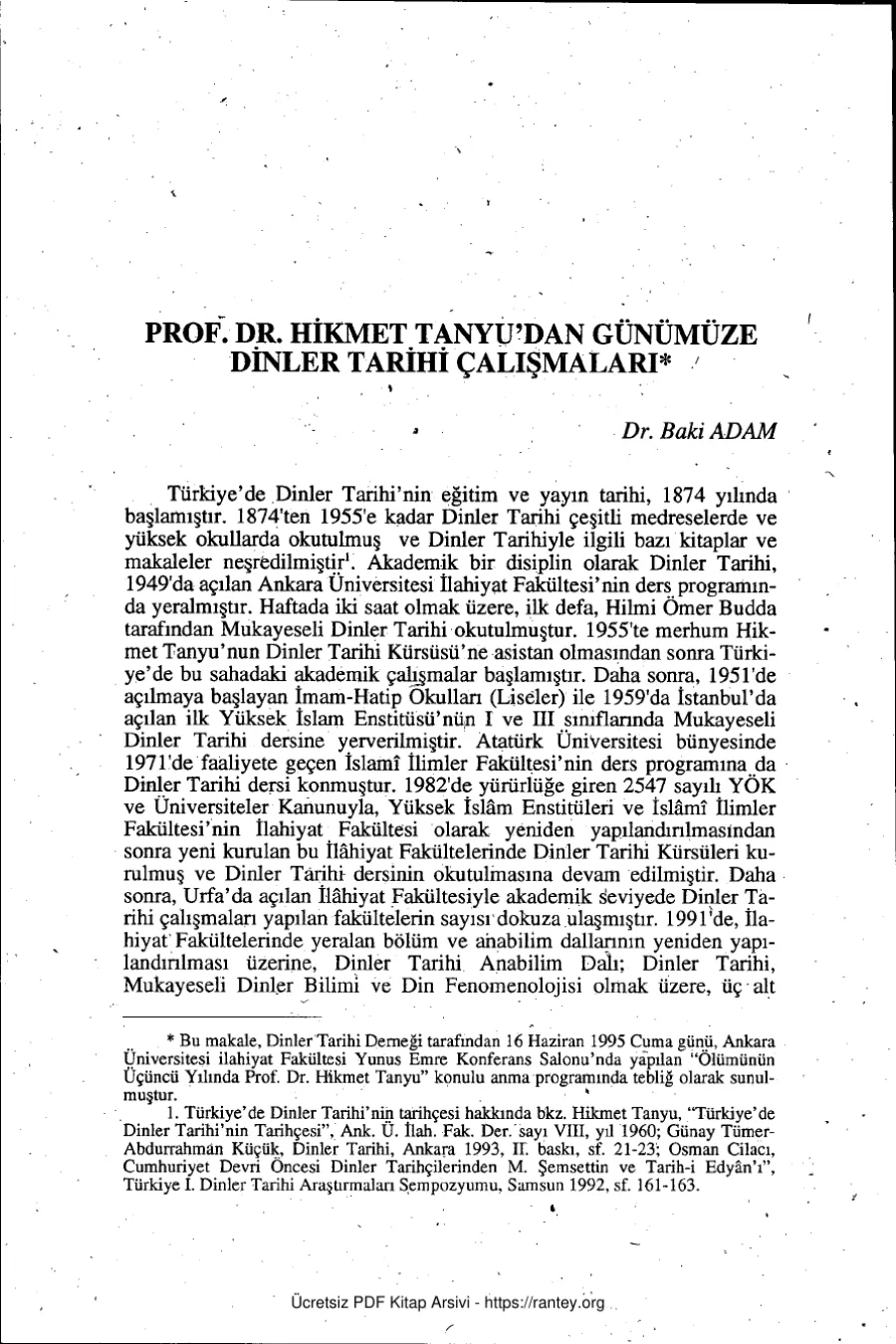 PROF DR HİKMET TANVUDAN GÜNÜMÜZE DİNLER TARİHİ Ebu Abdulmumin Tekin Mıhçı kapak görseli