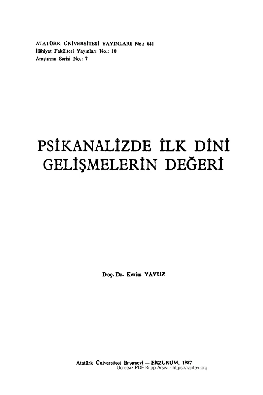 Psikanalizde İlk Dini Gelişmelerin Değeri kapak görseli