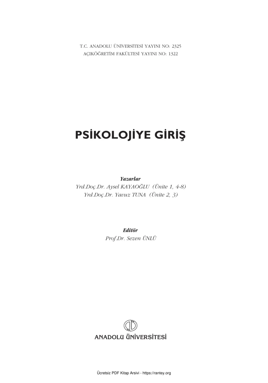 PsikolojiyeGiriş PSI101U kapak görseli