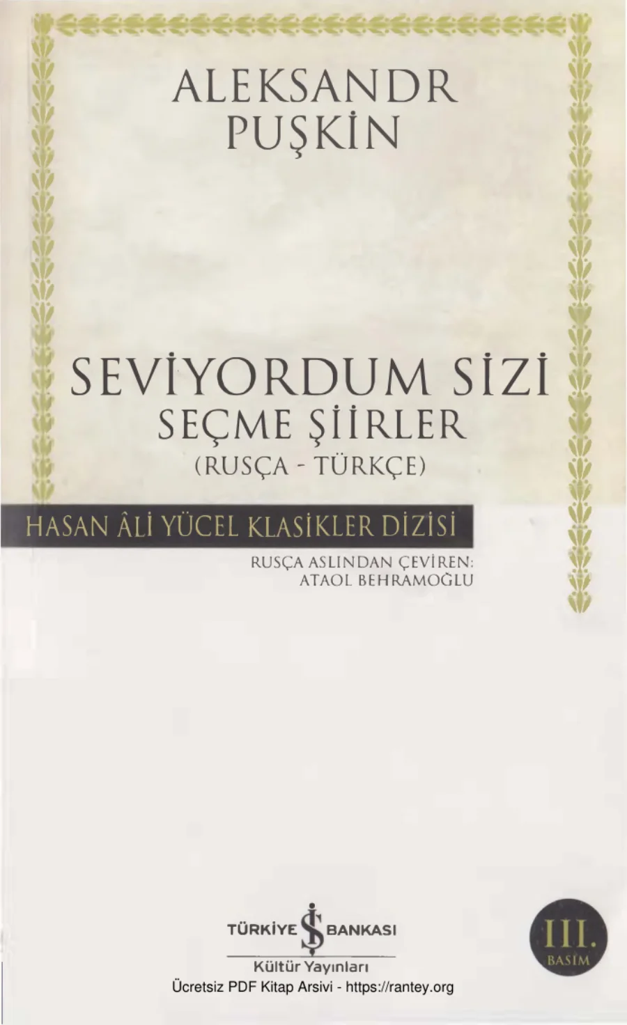 Puşkin Seviyordum Sizi Seçme Şiirler kapak görseli