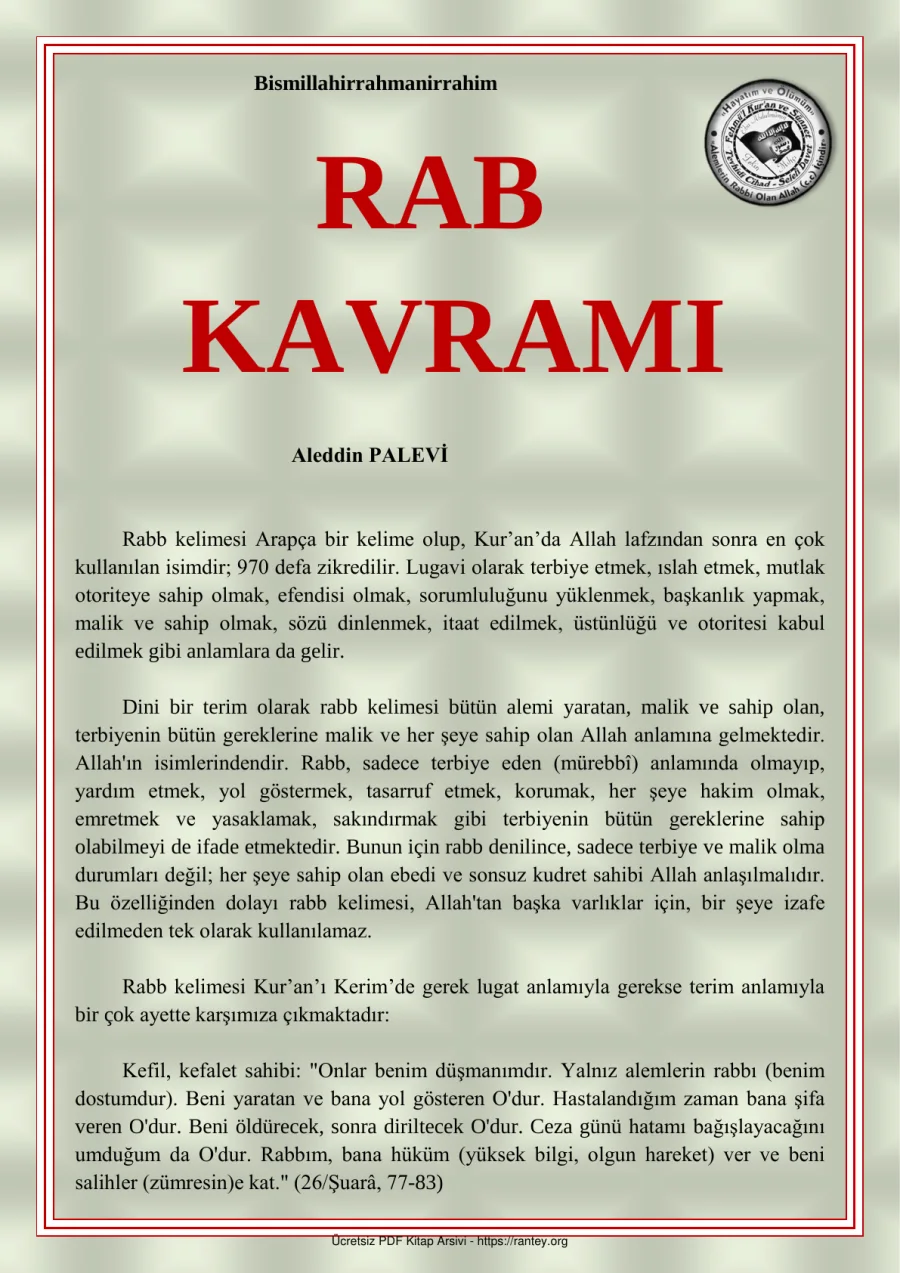 RAB KAVRAMI Ebu Abdulmumin Tekin Mıhçı kapak görseli