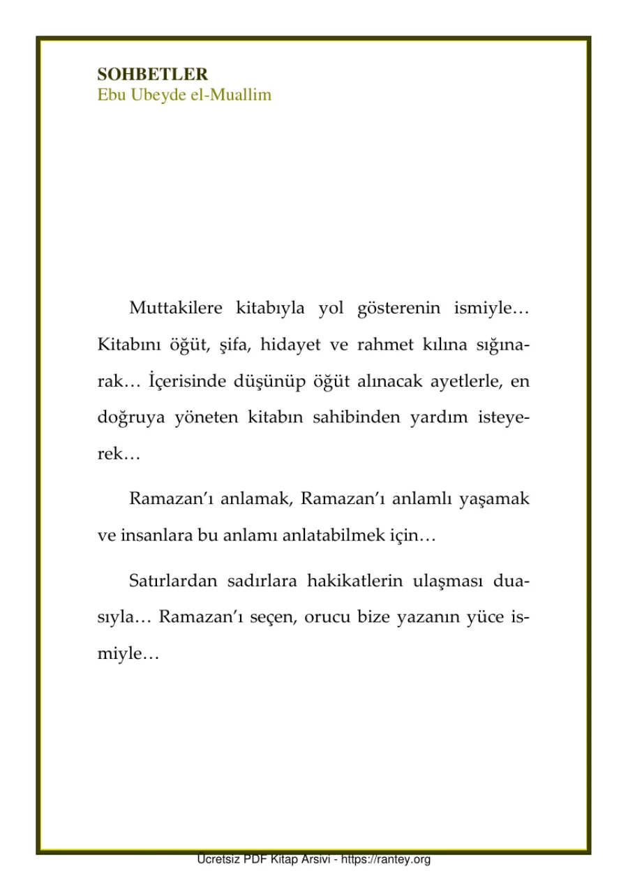 RAMAZAN YAKLAŞIRKEN Eb Ubeyde el Muallim Ebu Abdulmumin Tekin Mıhçı kapak görseli