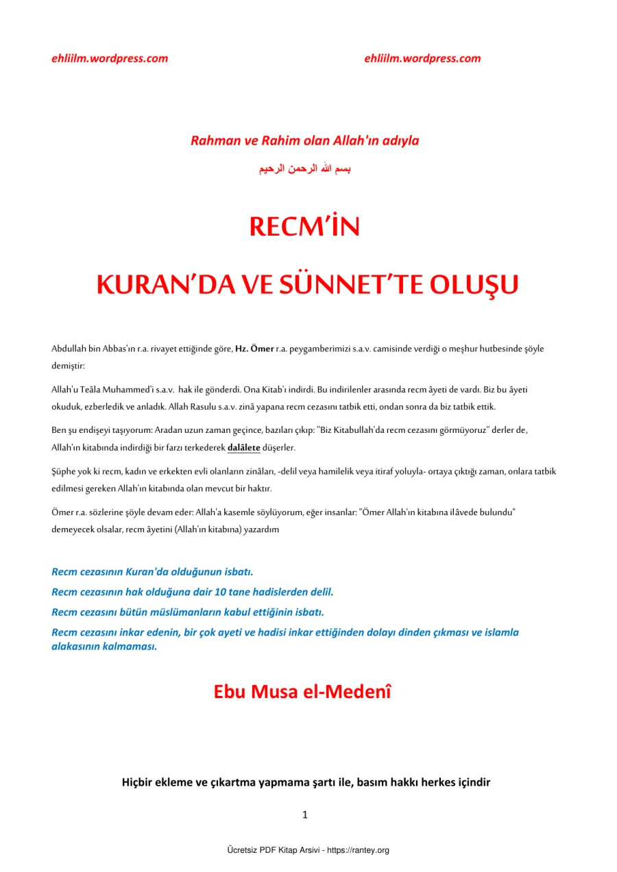 RECMİN KURANDA VE SÜNNETTE OLUŞU kapak görseli