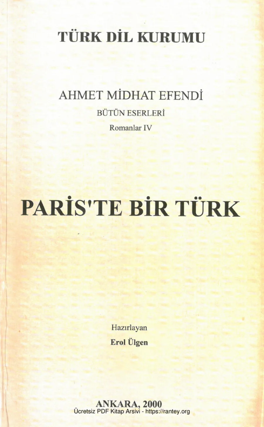 Romanlar 4: Paris'te Bir Türk kapak görseli