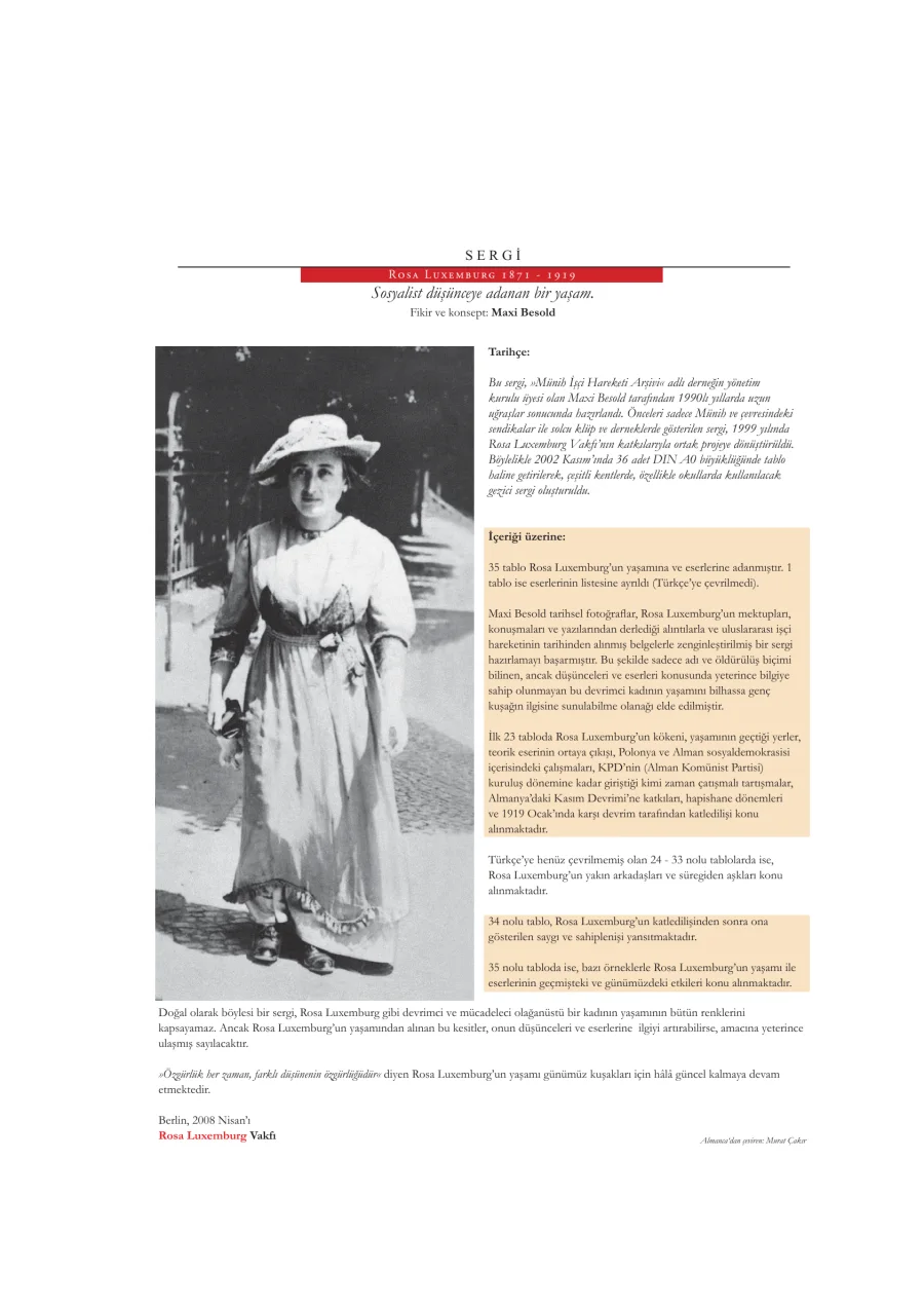 Rosa Luxemburg Sosyalist Düşünceye Adanan Bir Yaşam kapak görseli