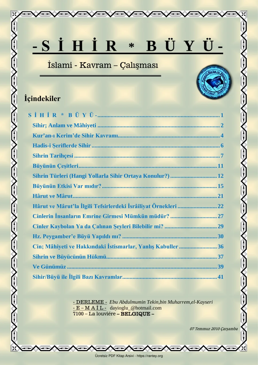 S İ H İ R B Ü Y Ü KAVRAMI Ebu Abdulmumin Tekin Mıhçı kapak görseli