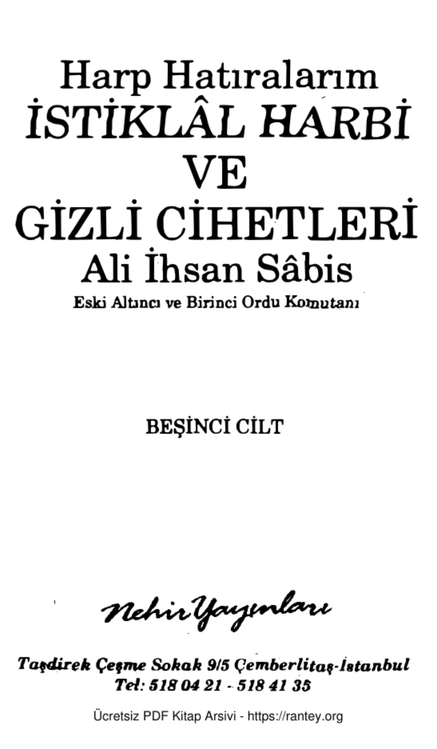 Sabis Harp Hatıralarım Cilt 5 Nehir Yayınları kapak görseli