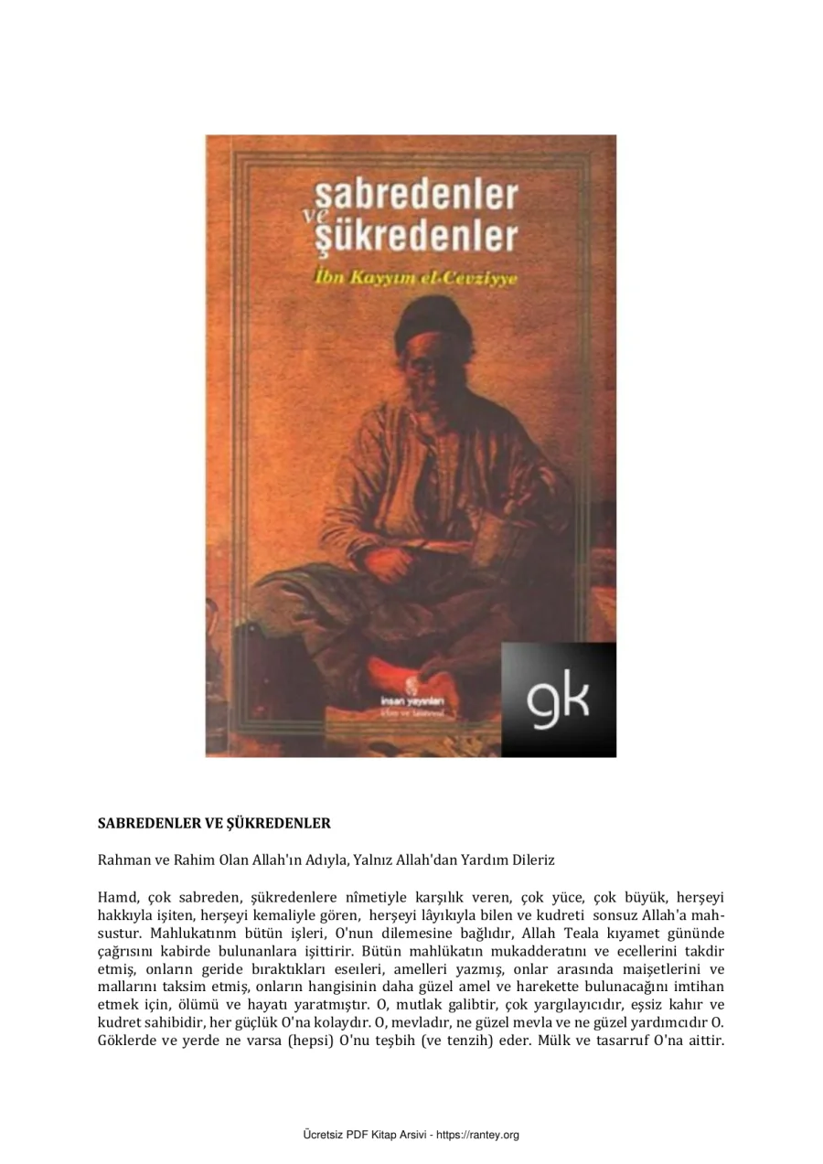 SABREDENLER VE ŞÜKREDENLER İbn Kayyim el Cevziyye Ebu Abdulmumin Tekin Mıhçı kapak görseli