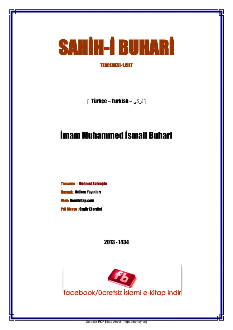 SAHİH İ BUHARİ 1CİLT Ebu Abdulmumin Tekin Mıhçı kapak görseli