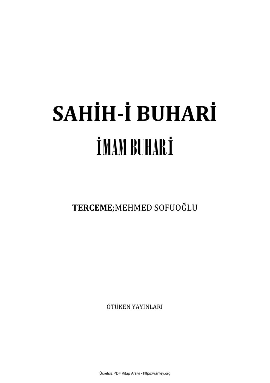 SAHİH İ BUHARİ PDF Ebu Abdulmumin Tekin Mıhçı kapak görseli
