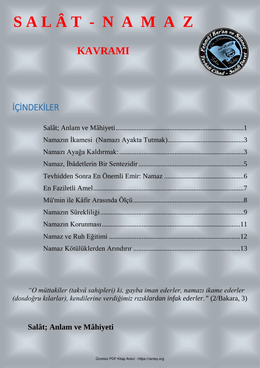 SALT NAMAZ KAVRAMI Ebu Abdulmumin Tekin Mıhçı kapak görseli