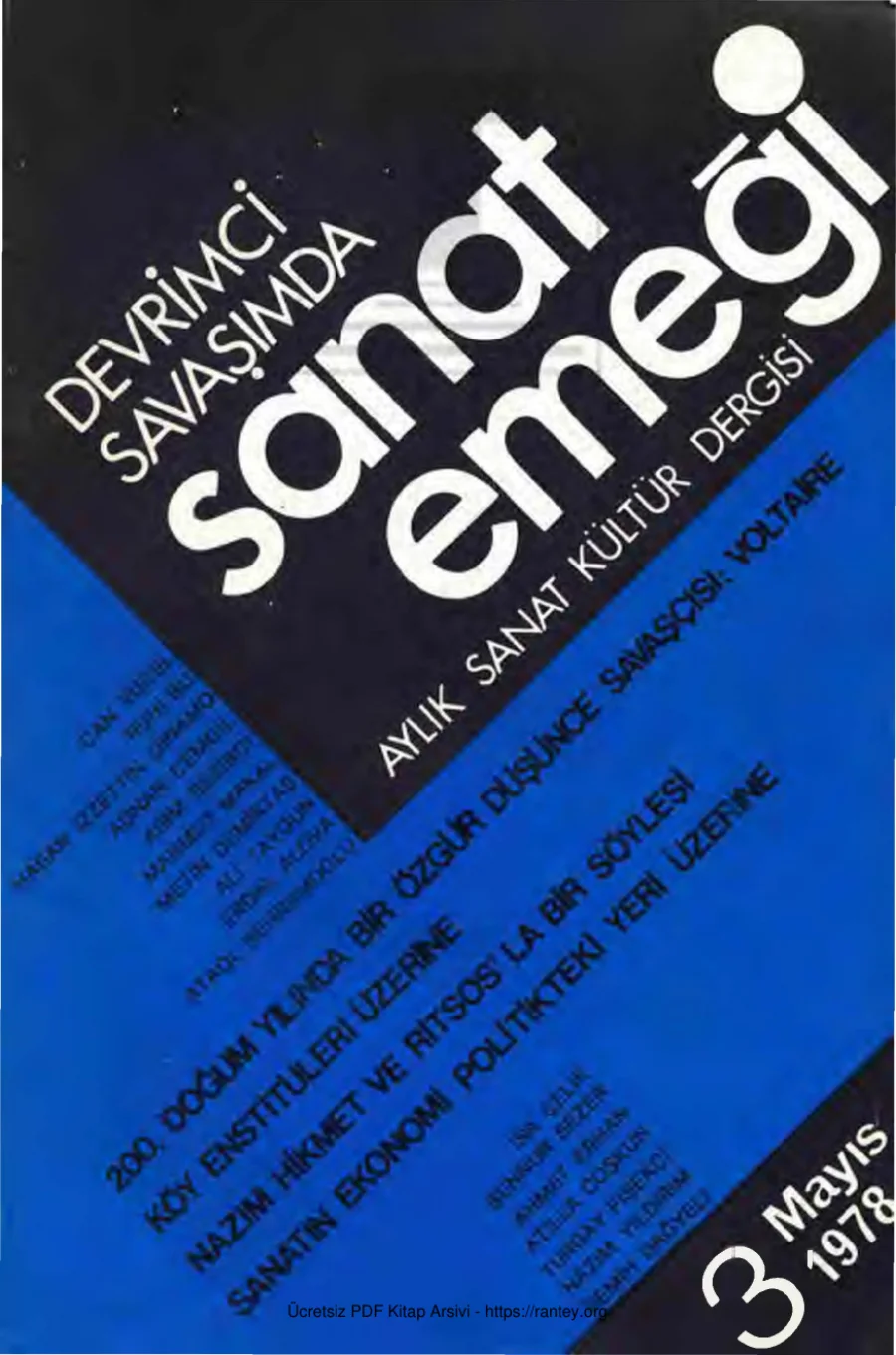 Sanat Emeği Aylık Sanat Kültür Dergisi Sayı 03 Mayıs 1978 kapak görseli
