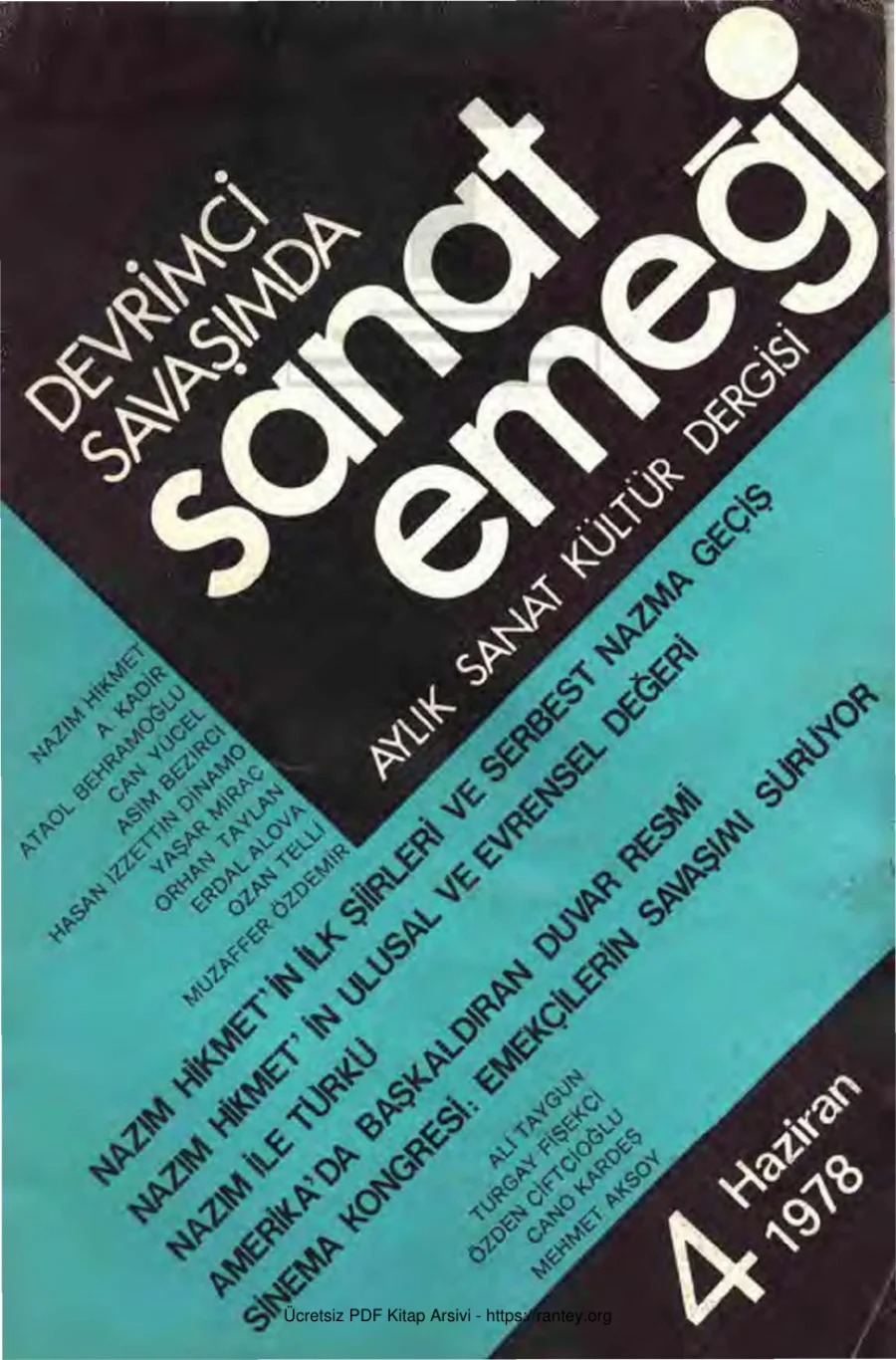 Sanat Emeği Aylık Sanat Kültür Dergisi Sayı 04 Haziran 1978 46 sy eksik kapak görseli