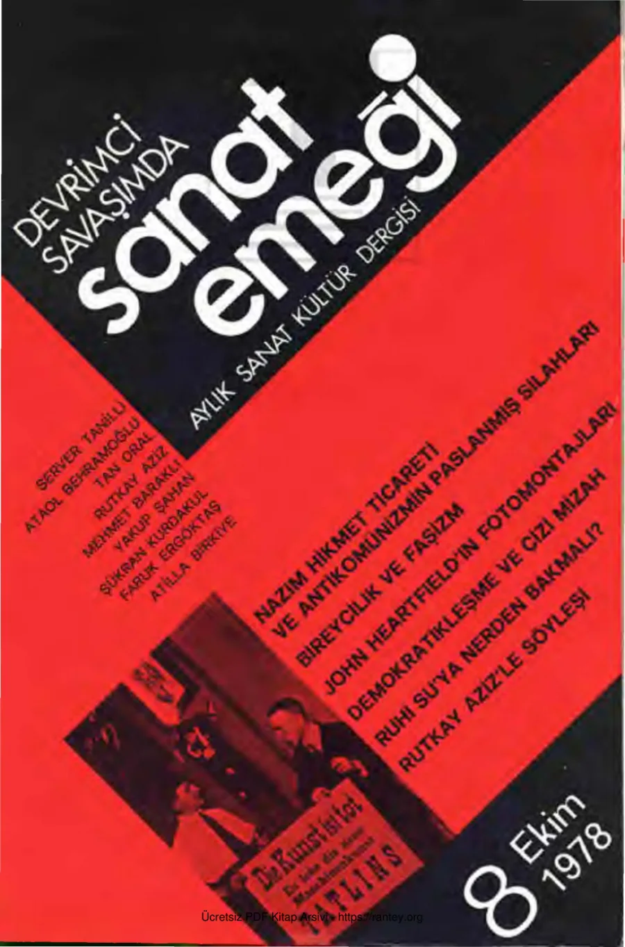 Sanat Emeği Aylık Sanat Kültür Dergisi Sayı 08 Ekim 1978 kapak görseli