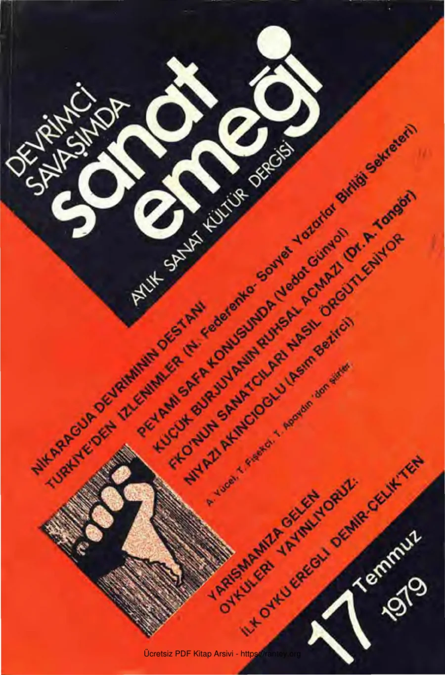 Sanat Emeği Aylık Sanat Kültür Dergisi Sayı 17 Temmuz 1979 kapak görseli