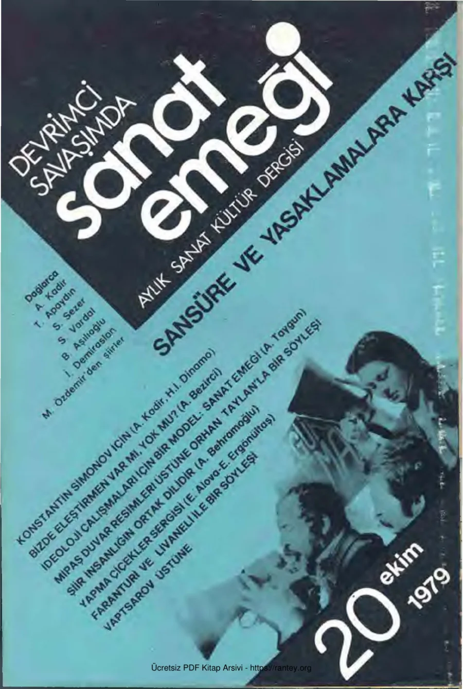 Sanat Emeği Aylık Sanat Kültür Dergisi Sayı 20 Ekim 1979 kapak görseli