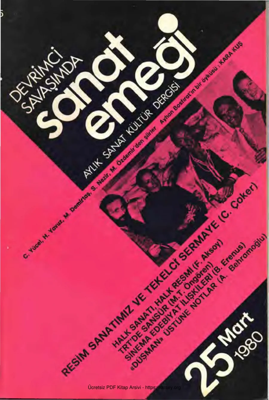 Sanat Emeği Aylık Sanat Kültür Dergisi Sayı 25 Mart 1980 3 sy eksik kapak görseli