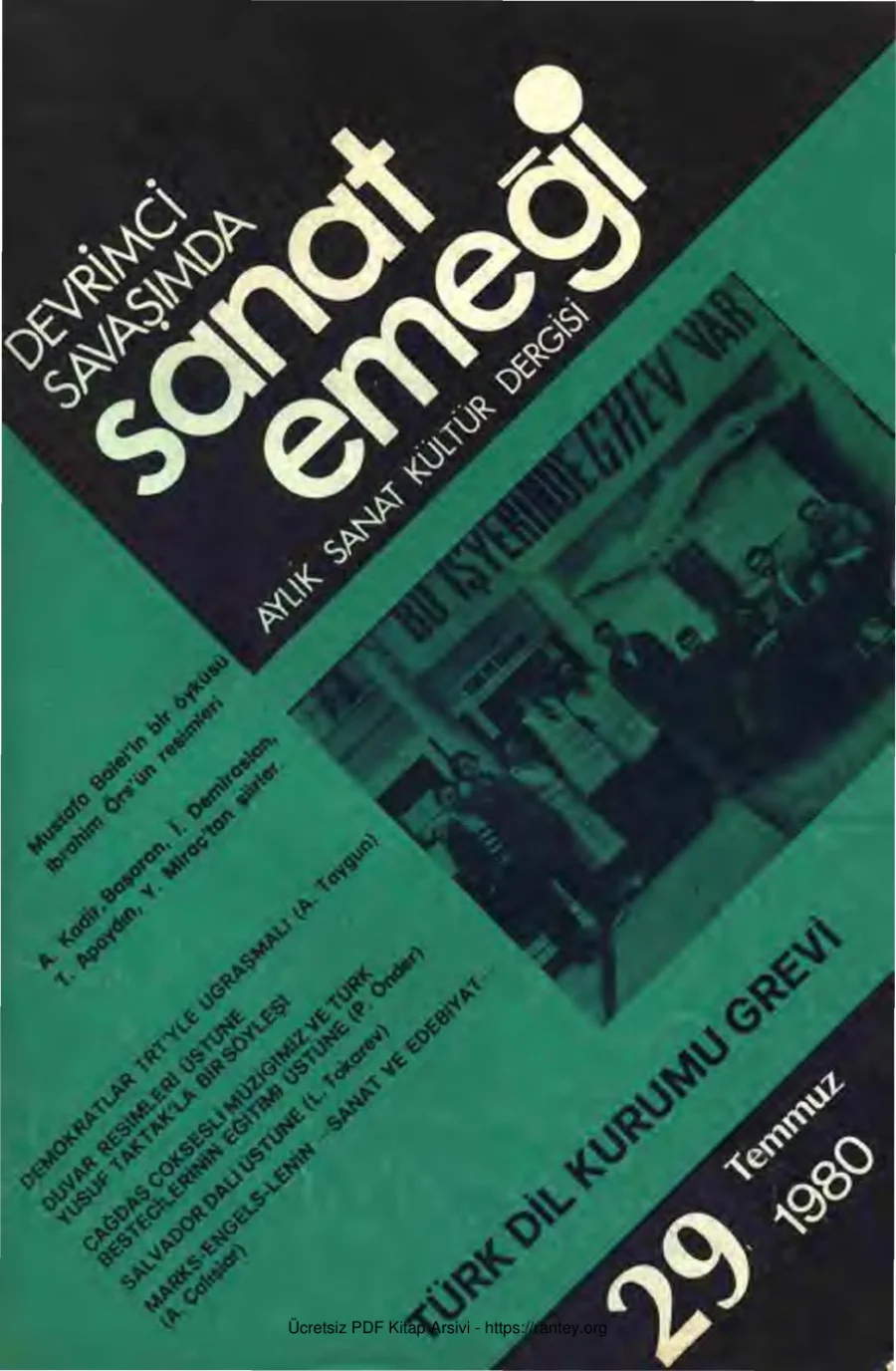 Sanat Emeği Aylık Sanat Kültür Dergisi Sayı 29 Temmuz 1980 kapak görseli