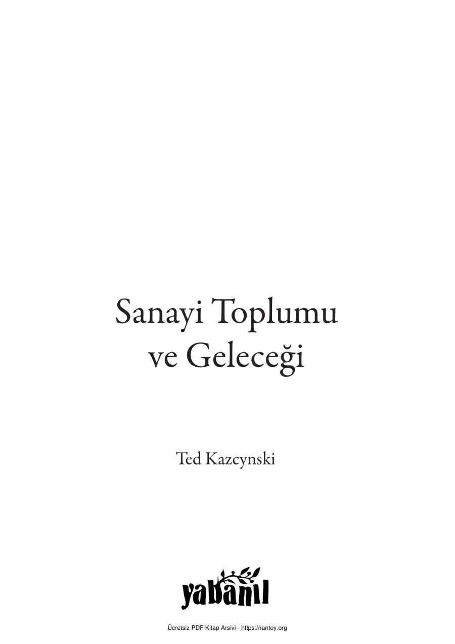 Sanayi Toplumu ve Geleceği Unabomber Manifest 1 kapak görseli