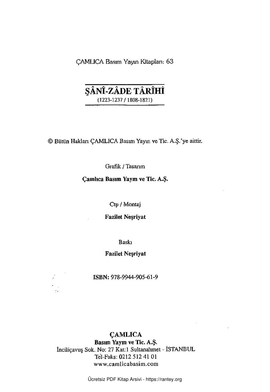 Şani zade Tarihi I kapak görseli