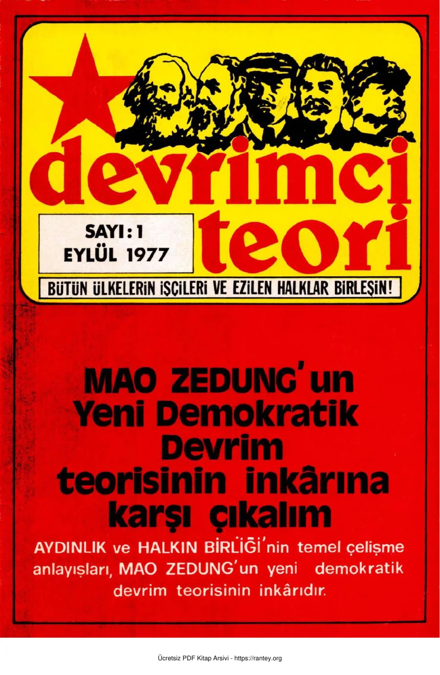 Sayı 01 Eylül 1977 kapak görseli