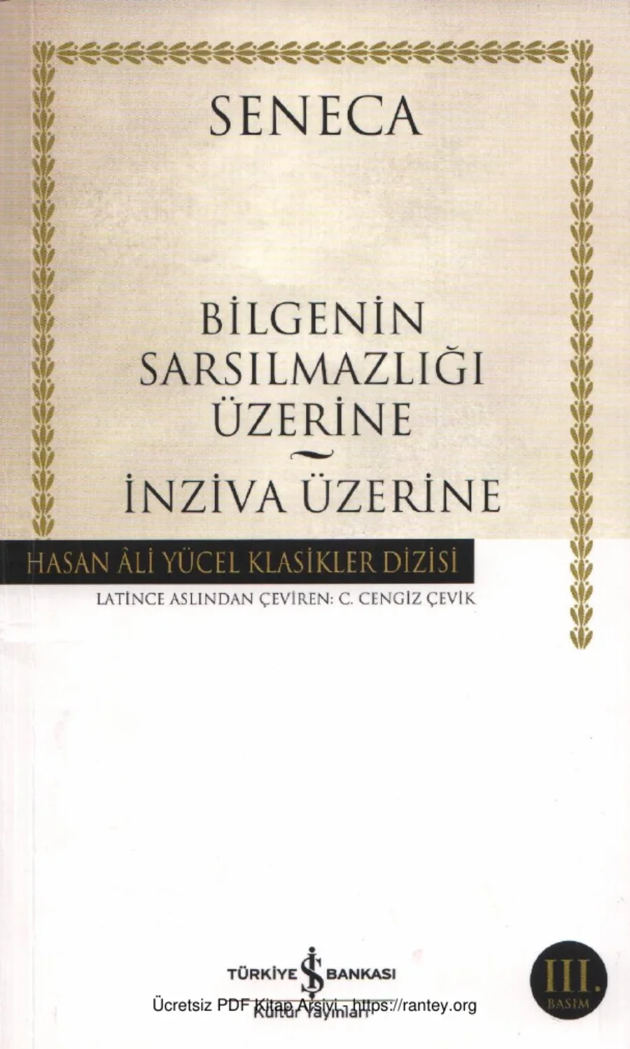 Seneca Bilginin Sarsılmazlığı Üzerine İnziva Üzerine kapak görseli