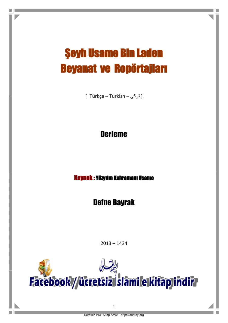 ŞEYH USAME BLADEN BEYANAT VE ROPÖRTAJLARI Ebu Abdulmumin Tekin Mıhçı kapak görseli